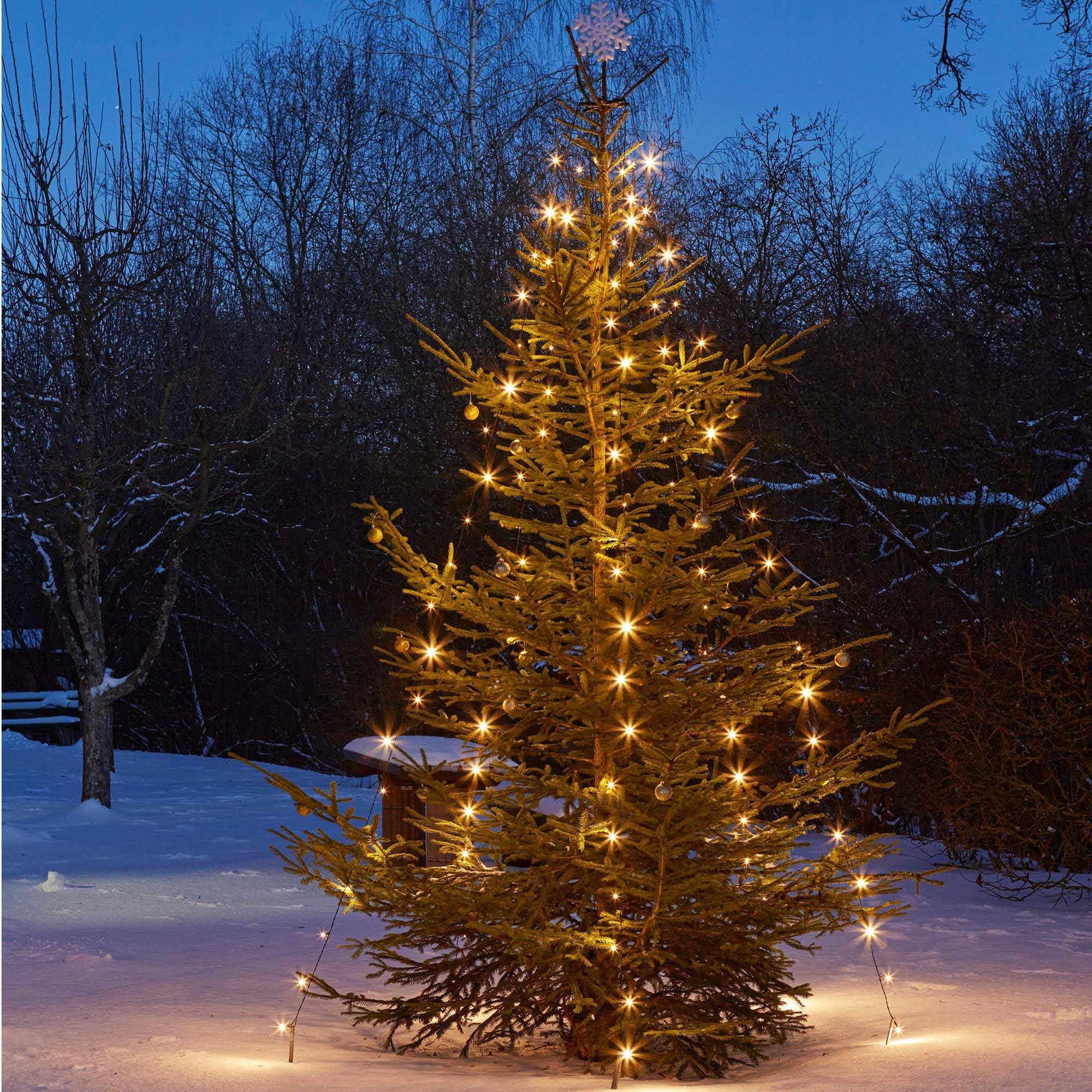hellum LED Lichterkette Weihnachtsbaum Quick Lights, Weihnachtsbaum Beleuchtung mit Ring und 10 Strängen, 250 LEDs, beleuchtete Länge 2,50m, warmweiß, für außen, Dekorationsbeleuchtung <59 lm 577914