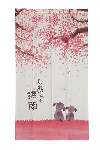 I-MART Noren Doorway Curtain 59"x33" – Happy Dogs Cherry Blossom