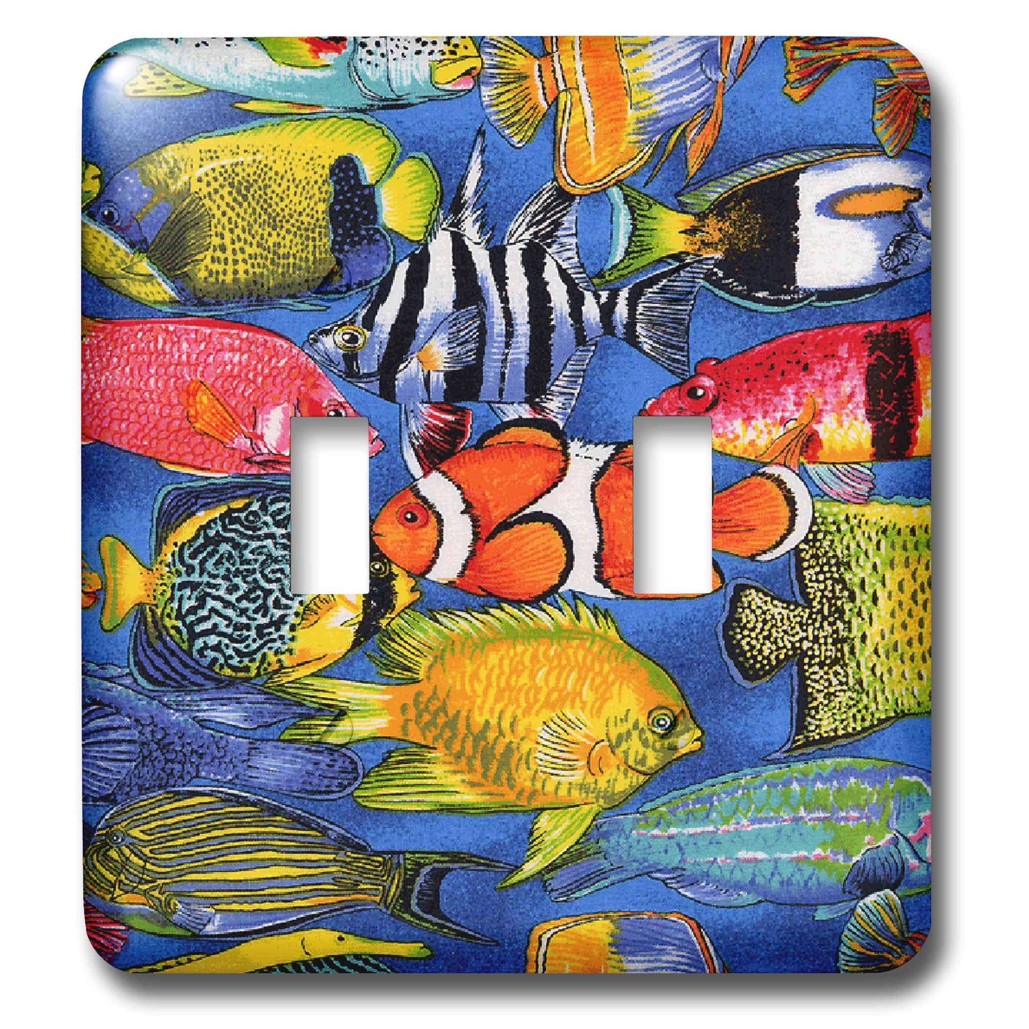 Plaque interrupteur à bascule double poisson tropical pour salle de bain