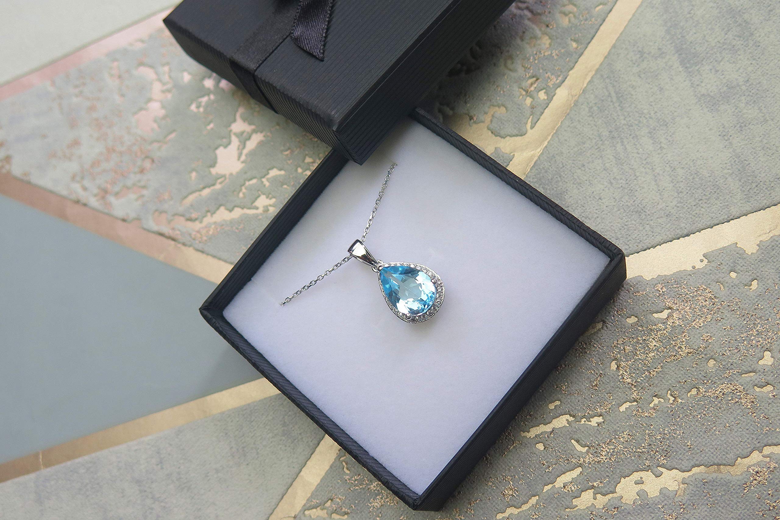 Collana con ciondolo a goccia in vero argento Sterling 925 con topazio