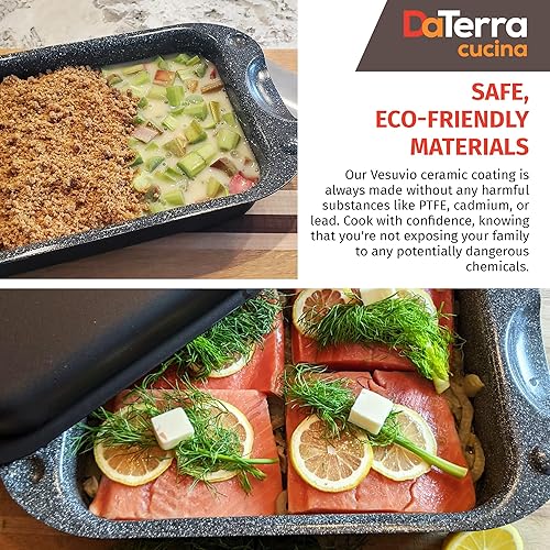 Miniatura 4 de DaTerra Cucina - Juego de sartenes para asar dobles con revestimiento de cerámica antiadherente de 13 x 8 x 4.25 - 2 sartenes idénticas, aptas para