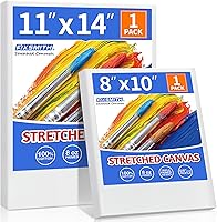 Vista 8 de FIXSMITH Lienzo blanco estirado de 12 x 16 pulgadas, paquete a granel de 8, imprimado, 100 % algodón, perfil de 5/8 pulgadas, paquete de gran valor