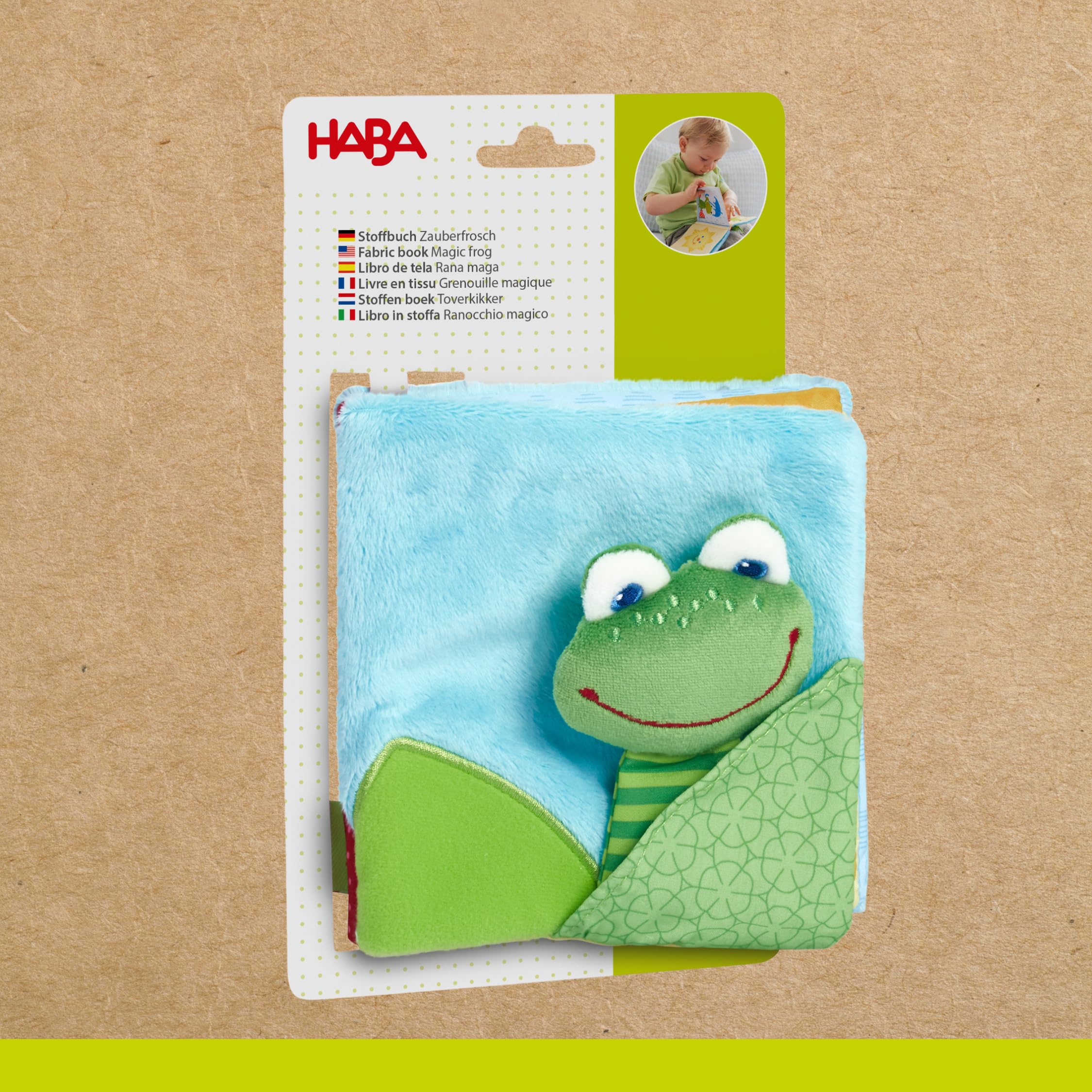 HABA Livre Grenouille Magique – Livre en Tissu avec Effets Miroir & Textures, Jeu Doux pour bébés dès 6 Mois, stimule Sens et motricité – 1302097001
