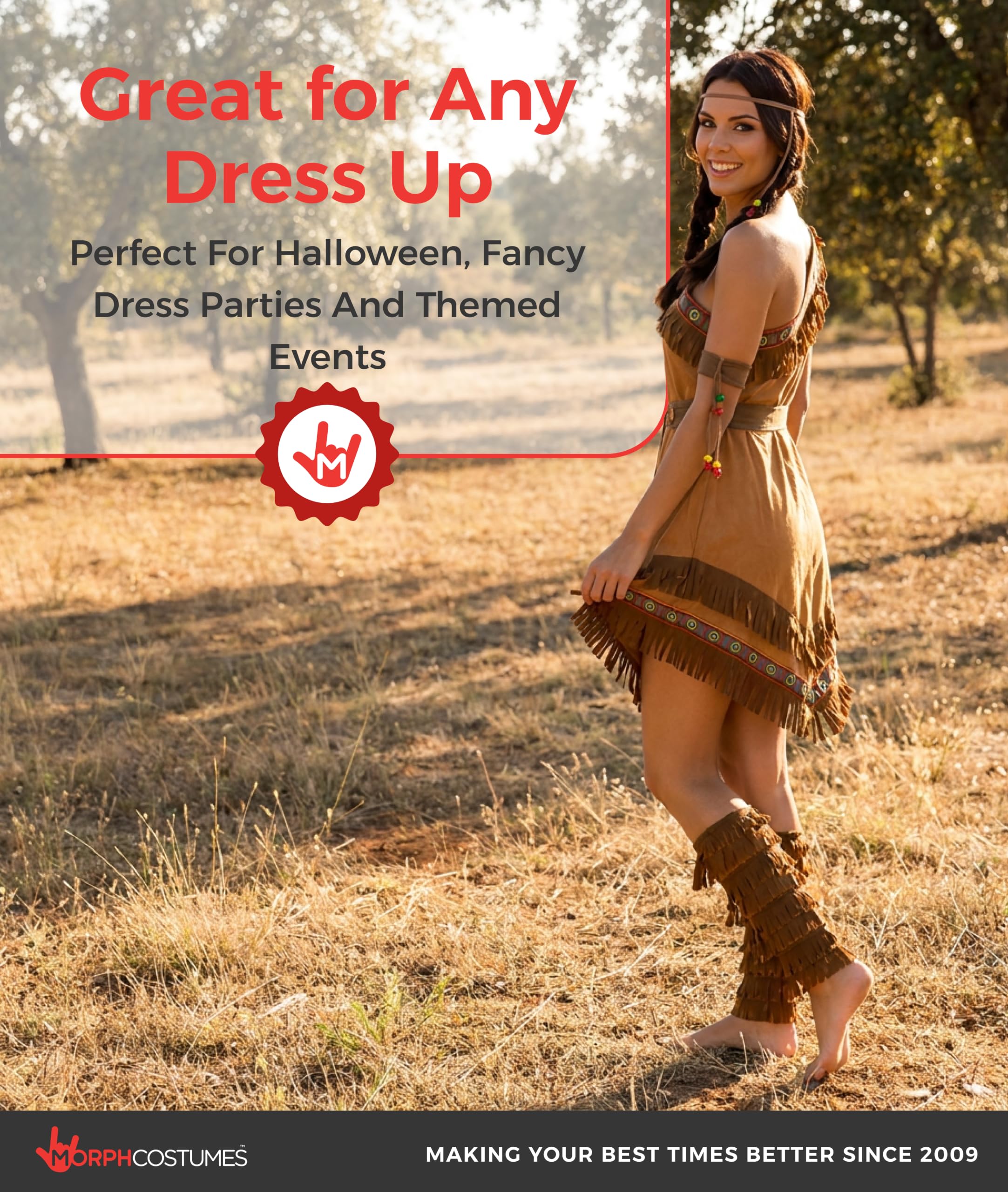 Fun Shack Deguisement Indienne Femme, Costume Amerindien Halloween | Robe, Ceinture, Bandeau, Bracelet & Sur-Bottes, Look des Grandes Plaines, Parfait pour Halloween, Idéal pour se Déguiser