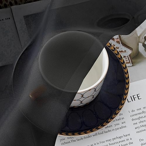 Miniatura 4 de Aiyufeng Cortinas traslúcidas negras de 96 pulgadas de largo para ventanas de sala de estar, cortinas traslúcidas de gasa casuales filtrantes de luz