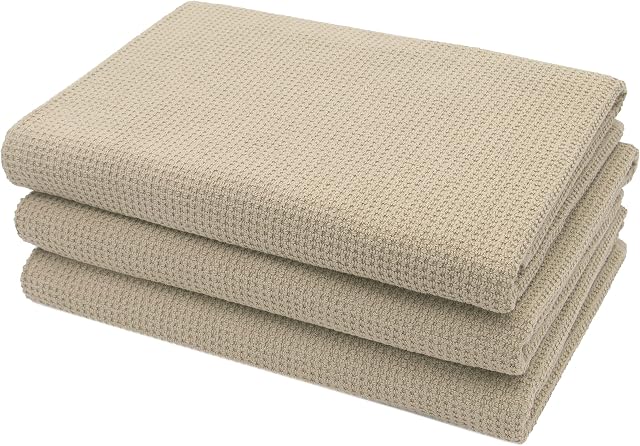 ZOLLNER Zestaw 3 ręczników kąpielowych Waffelpique, 100% bawełna, 70 x 140 cm, cappuccino