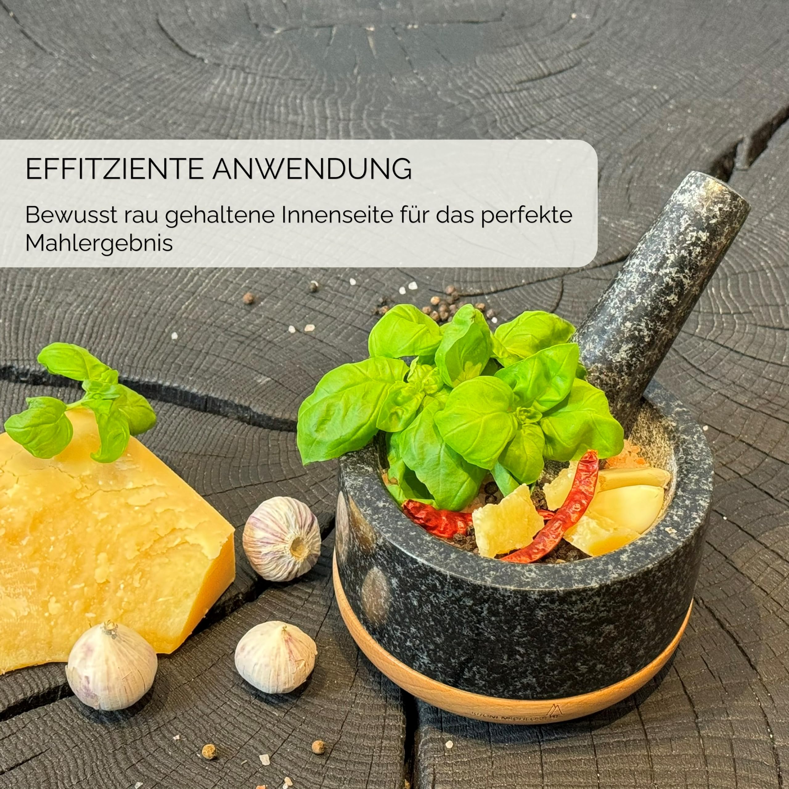 Mortaio Con Pestello In Marmo E Base Legno Di Quercia WALDWERK - Per Spezie E Erbe - Foto 4