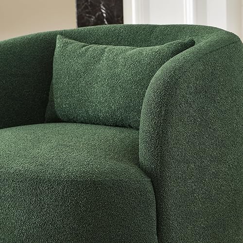 Miniatura 27 de KINWELL Juego de 2 sillas giratorias de barril Boucle de 34 pulgadas de ancho, sin montaje, sillones tapizados redondos, sillas decorativas, sofá