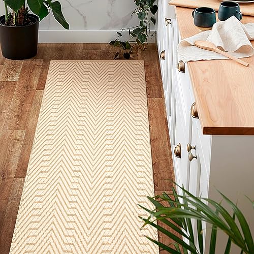 Miniatura 3 de THE BEER VALLEY Alfombras de yute de algodón, 24 x 72 pulgadas, color blanco natural, 50 % algodón, 50 % yute