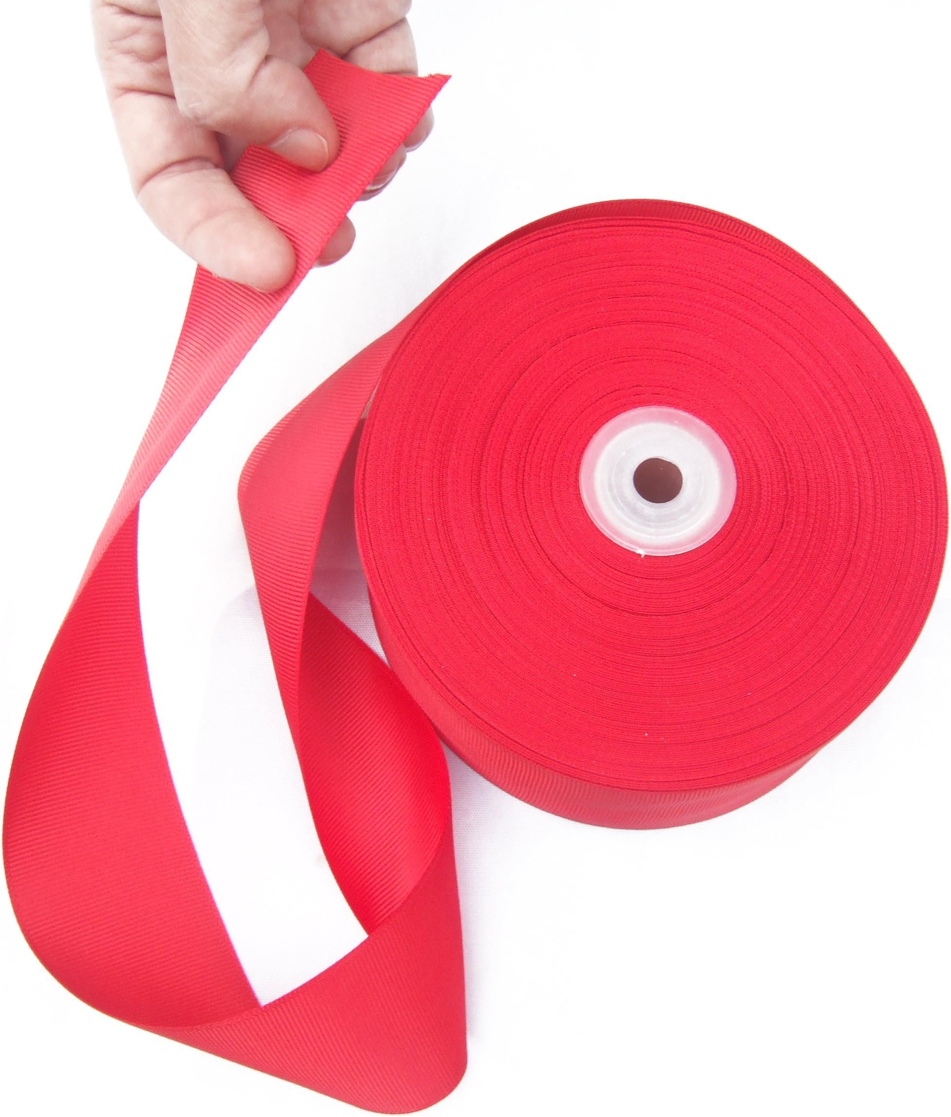 Red Ribbon. 2 Inch Grosgrain. Huge 50 Yards Roll. By Drency Ribbons