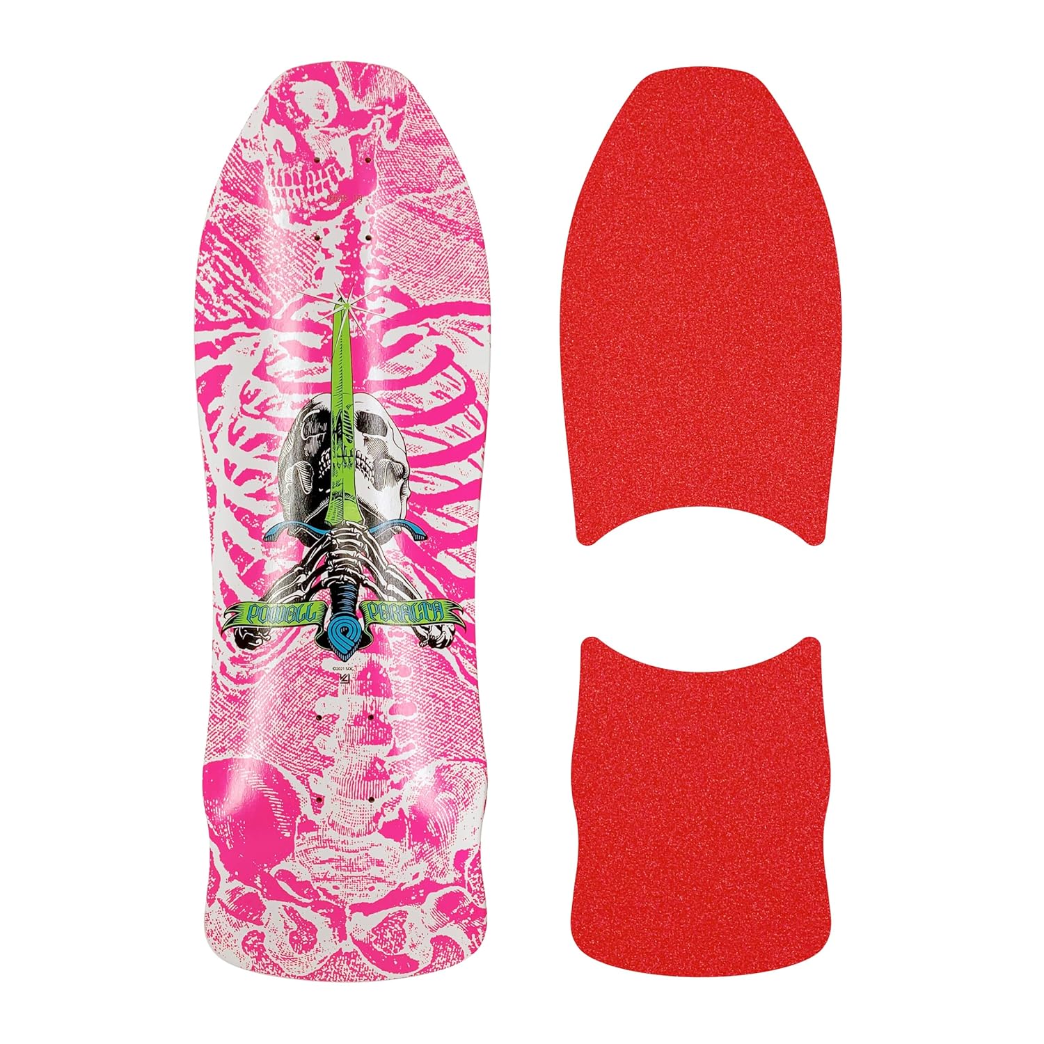 Die-Cut Style Skateboard Grip Tape for Powell Peralta Skull & Sword Gee Gah Shape #179 (Clear)