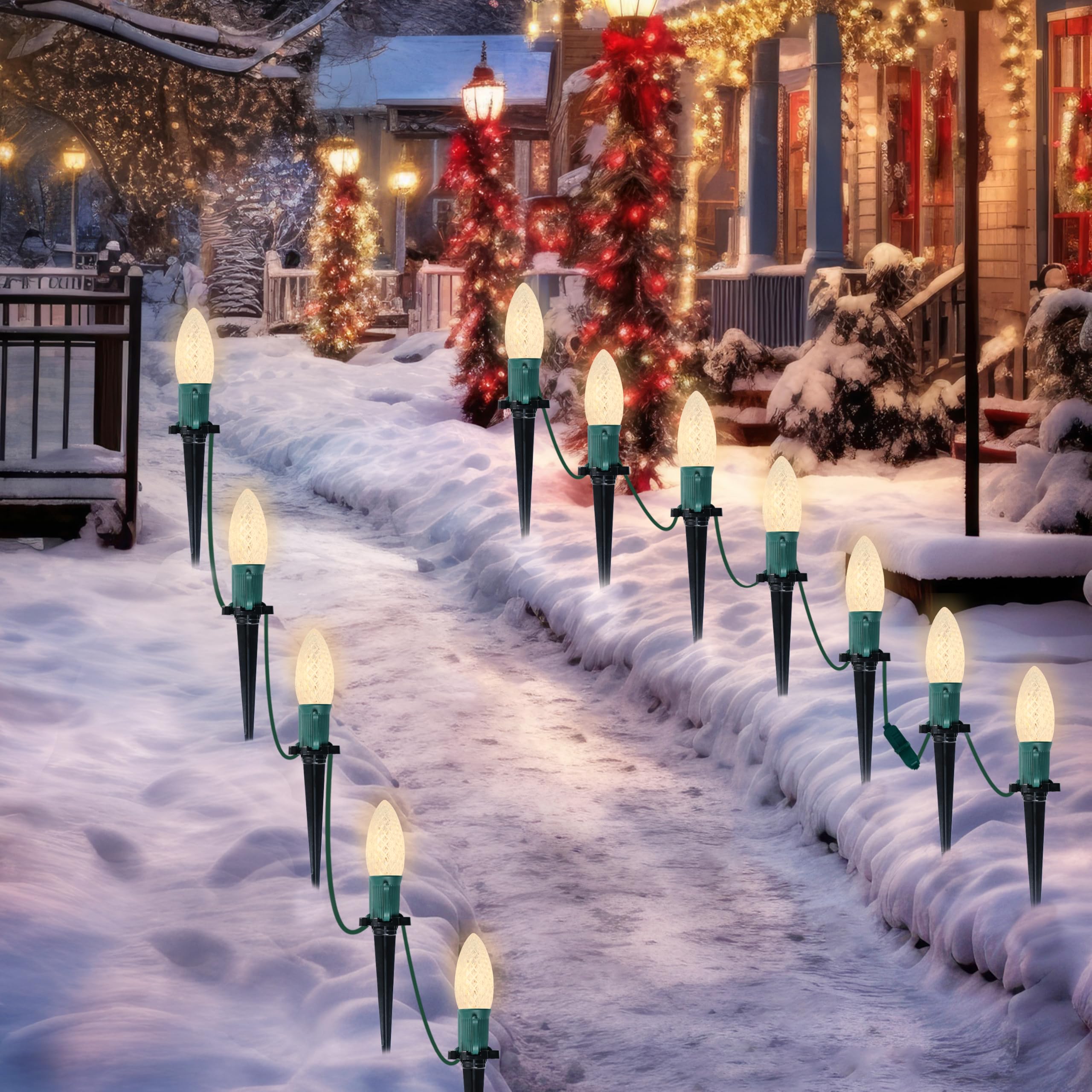 Joiedomi 30.75FT C9 Christmas Pathway Marker Lights, 24 LED