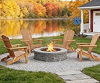 Vista 7 de Juego de 2 sillas Adirondack plegables de madera para exteriores con respaldo premontado, silla de patio de madera para jardín, patio trasero