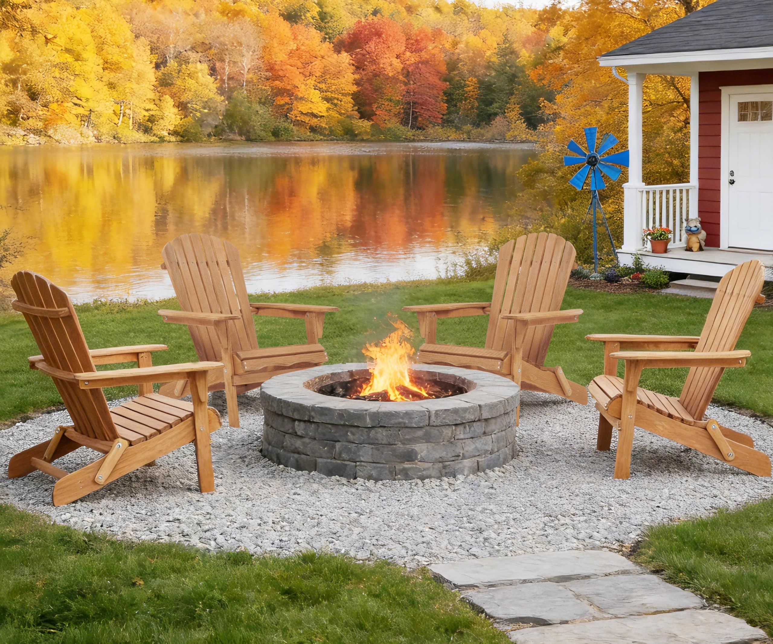 SoliWood Adirondack Stuhl aus Holz 2er-Set, Wetterfester Gartenstuhl mit Breiten Armlehnen, Ergonomischer Outdoor Relaxstuhl für Garten Terrasse Balkon Strand Veranda, Holz Adirondack Chair