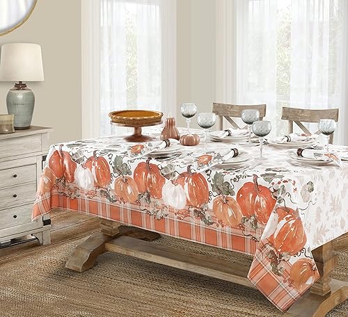 Miniatura 2 de Newbridge Autumn Essentials - Mantel de tela con borde de follaje de otoño, hojas cambiantes, de fácil cuidado, a prueba de manchas, resistente a