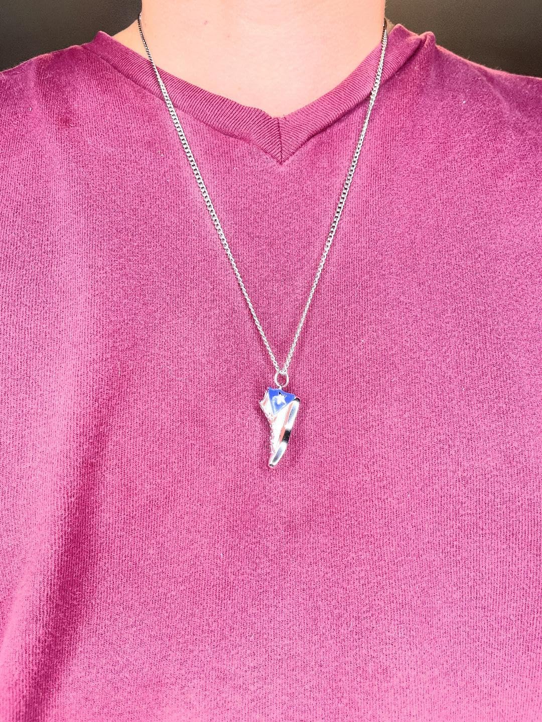 Papiichulo Puerto Rican Flag Sneakers Pendant Necklace Set, 3 Pieces, Stainless Steel Silver Chain - Image 9