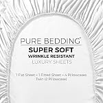 Bed Sheets - Twin Sheet Set [4-Piece, White] - Hotel Luxury 1800 Brushed Microfiber - Soft and Breathable - Deep Pocket Fitted Sheet, Flat Sheet, Pillow Cases
