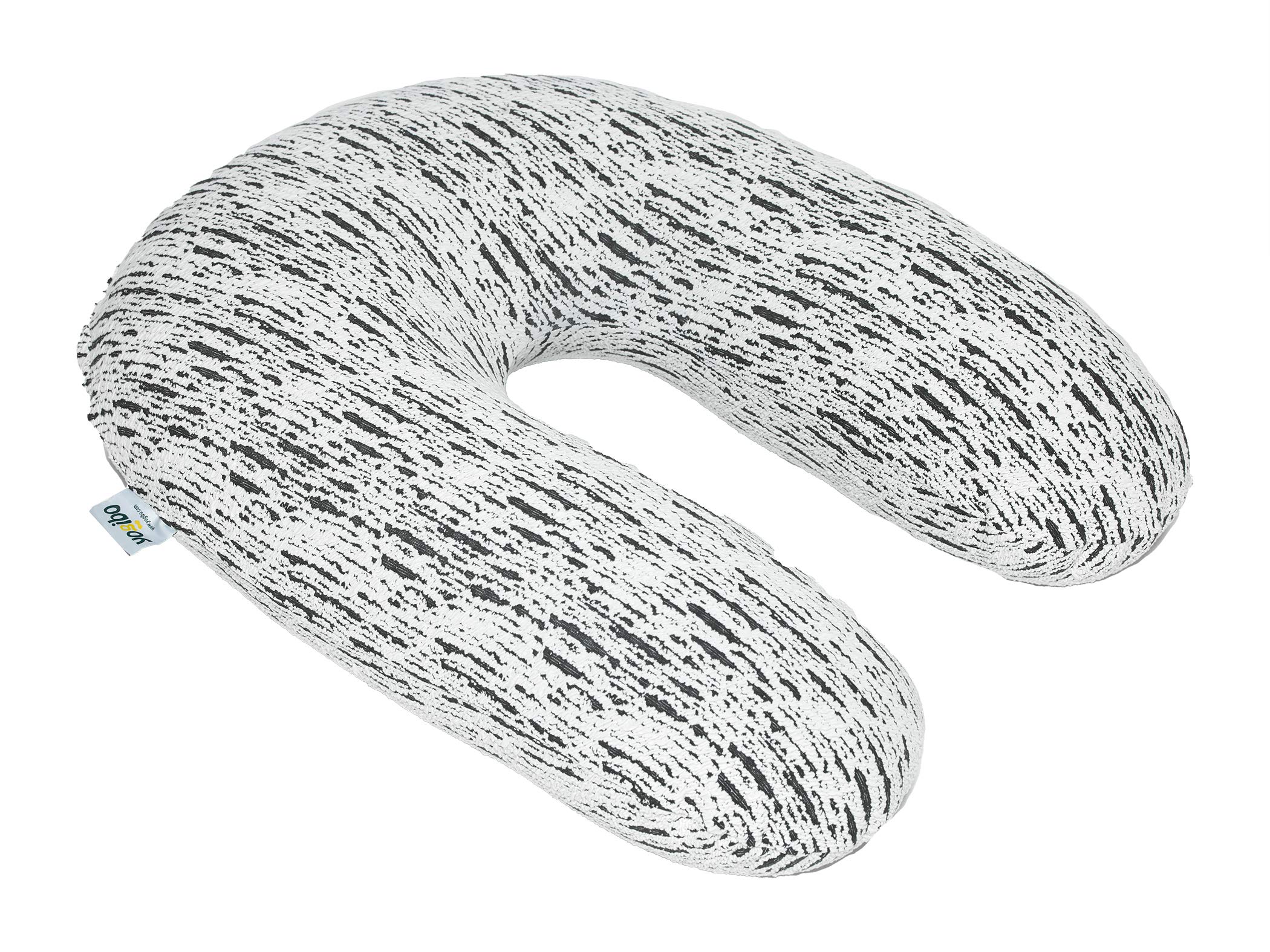 YogiboLuxe Support U Shaped Reading Back Support Lounge Pillow with Arm Rests for Adults, Soft Microbead Filling, White