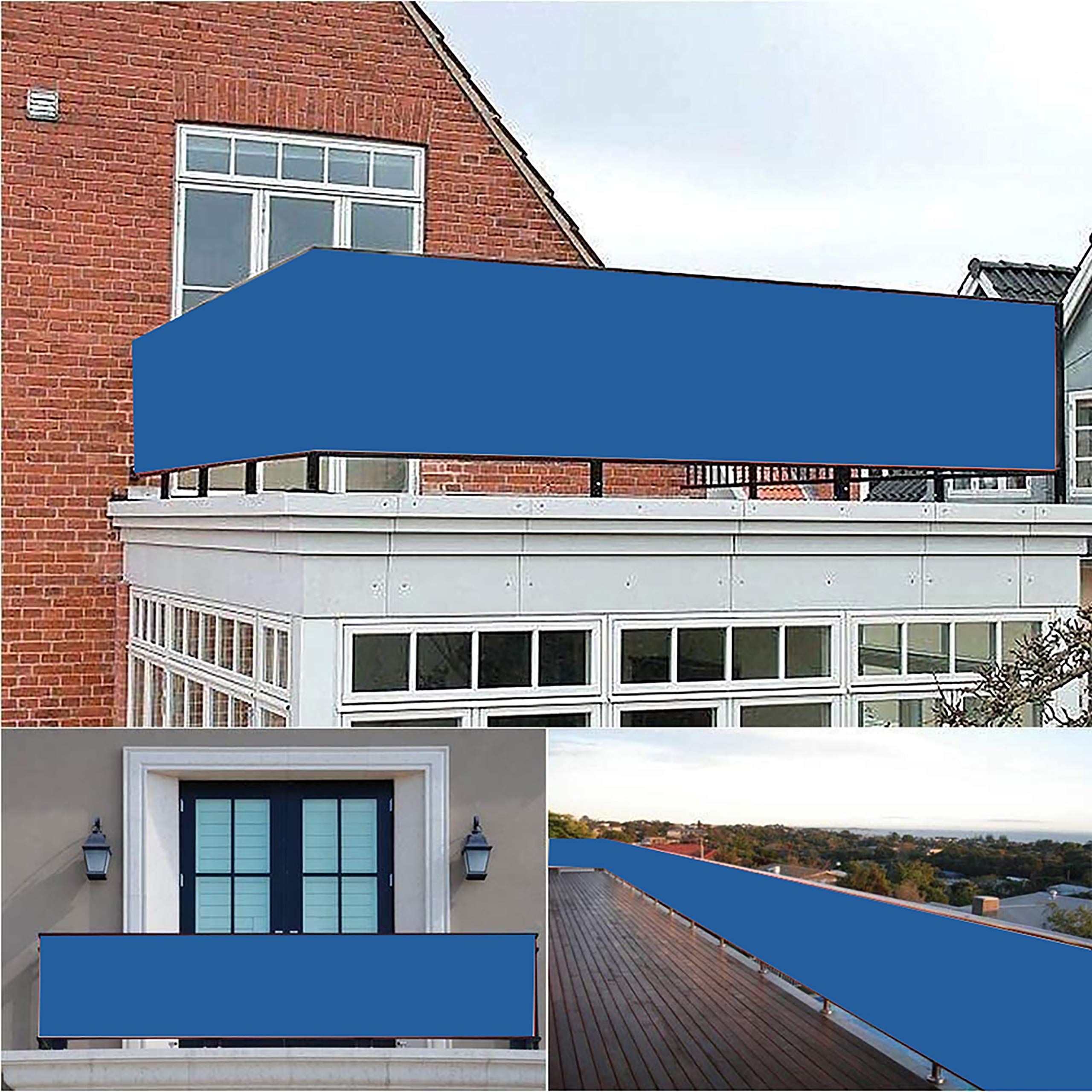 Telo frangivento per balconi Rete Ombreggiante Frangivento, 160/㎡, Resistente a Los rayos UV, per Ringhiera Protezione Balcone - Blu 0.5x5.5m