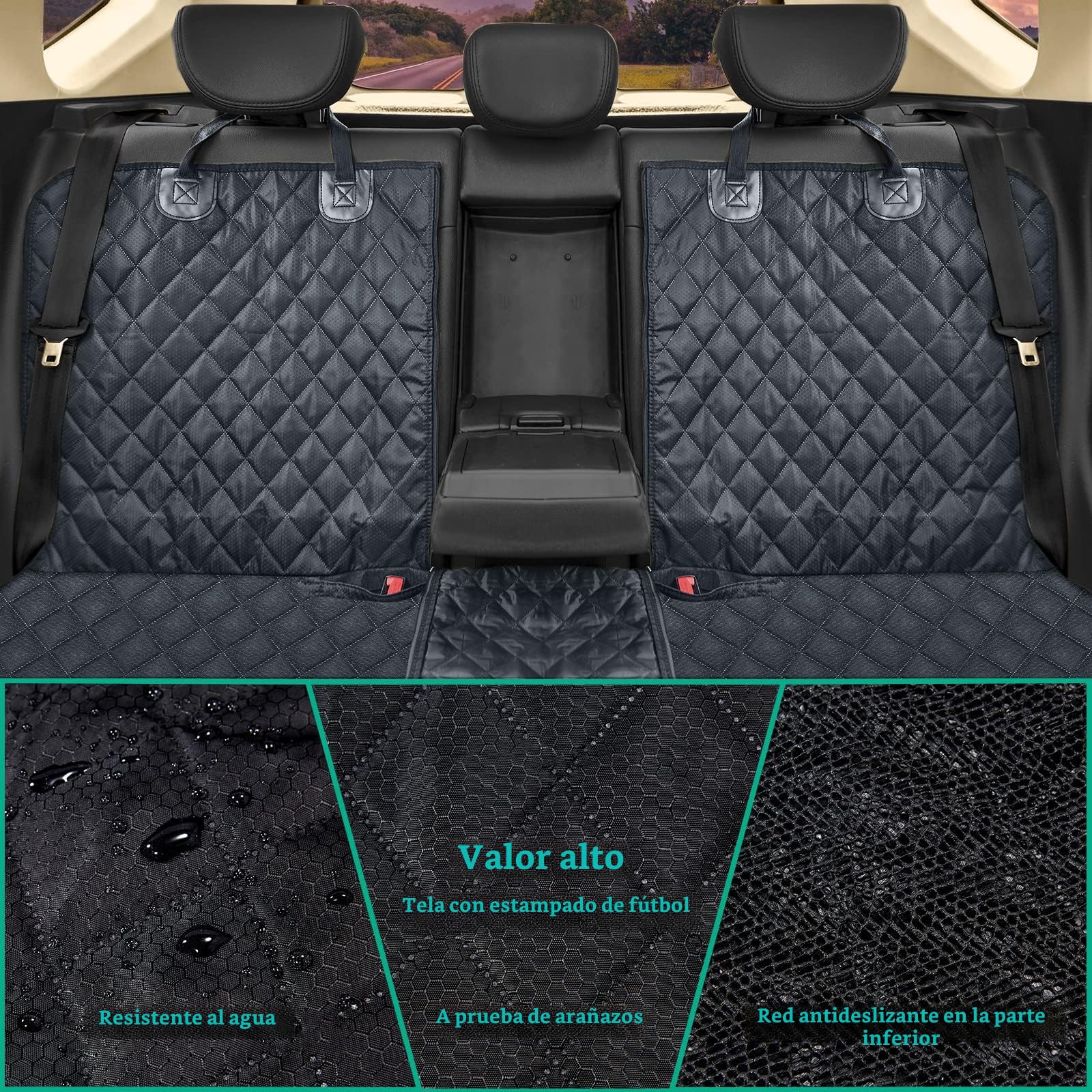 ANOSOSPECIAL Funda de Asiento Trasero para Perros Infantiles, Protector de Asiento Trasero de Piel Antiadherente para Mascotas, Modelo Universal Impermeable para SUV automotrices