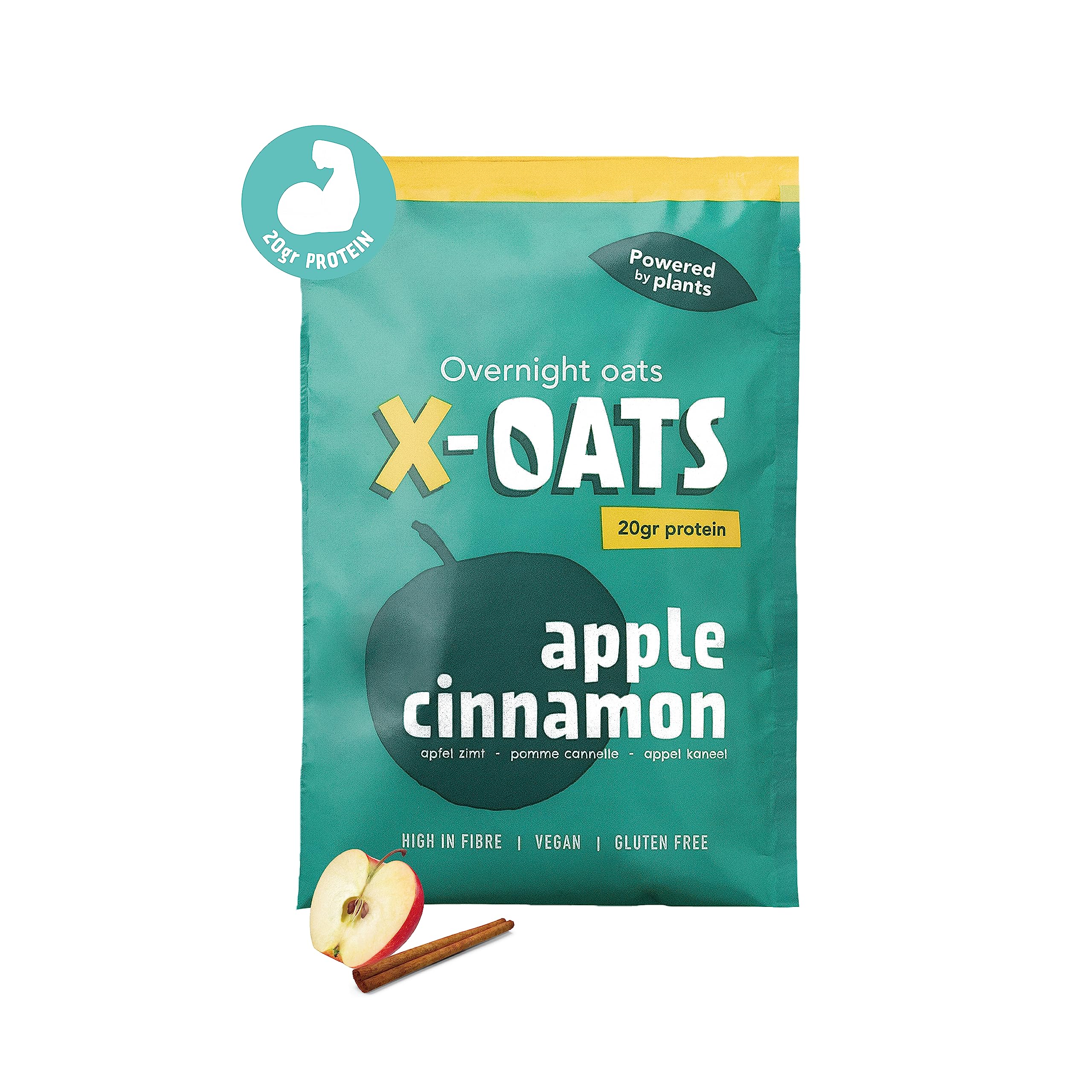 X-OATSbreakfast shake| high in protein and fibre- 16x70gr overnight oats shake| low-sugar, vegan & gluten-free | 16-pack [16x apple/cinnamon]