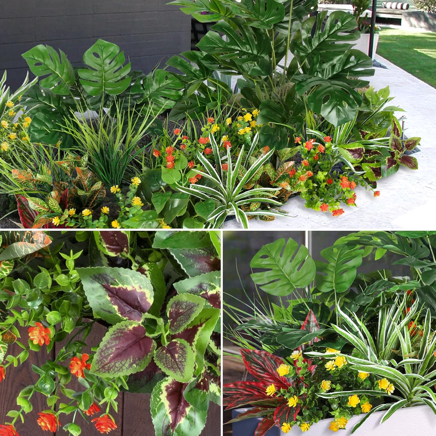 Ouddy Decor 18 Pcs Artificial Plants Outdoor, Fake Boxwood Plants UV Resistant Artificial Flowers Greenery Stems Faux Shrubs for Indoor Outdoor Porch Patio Garden Spring Summer Home Decor - Image 3