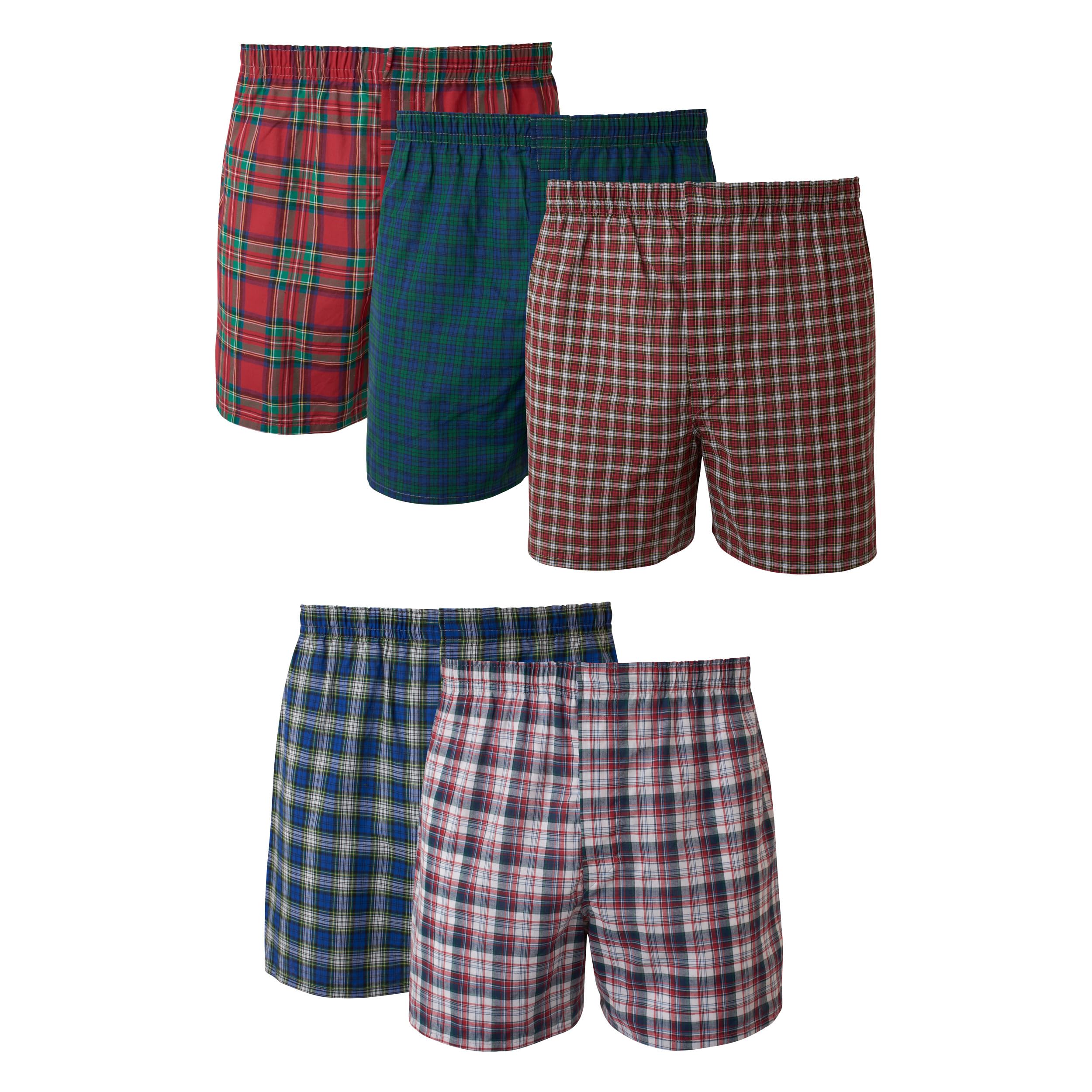 Hanes Men's 5-Pack Tartan Boxer with Inside Exposed Waistband