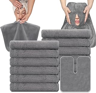 MAYOKEN® 12PCS U-Shaped Microfiber Facial Towels for Estheticians, Ultra-Soft & Absorbent Spa Towels for Massage, Facial Steam & Skincare (Gray)