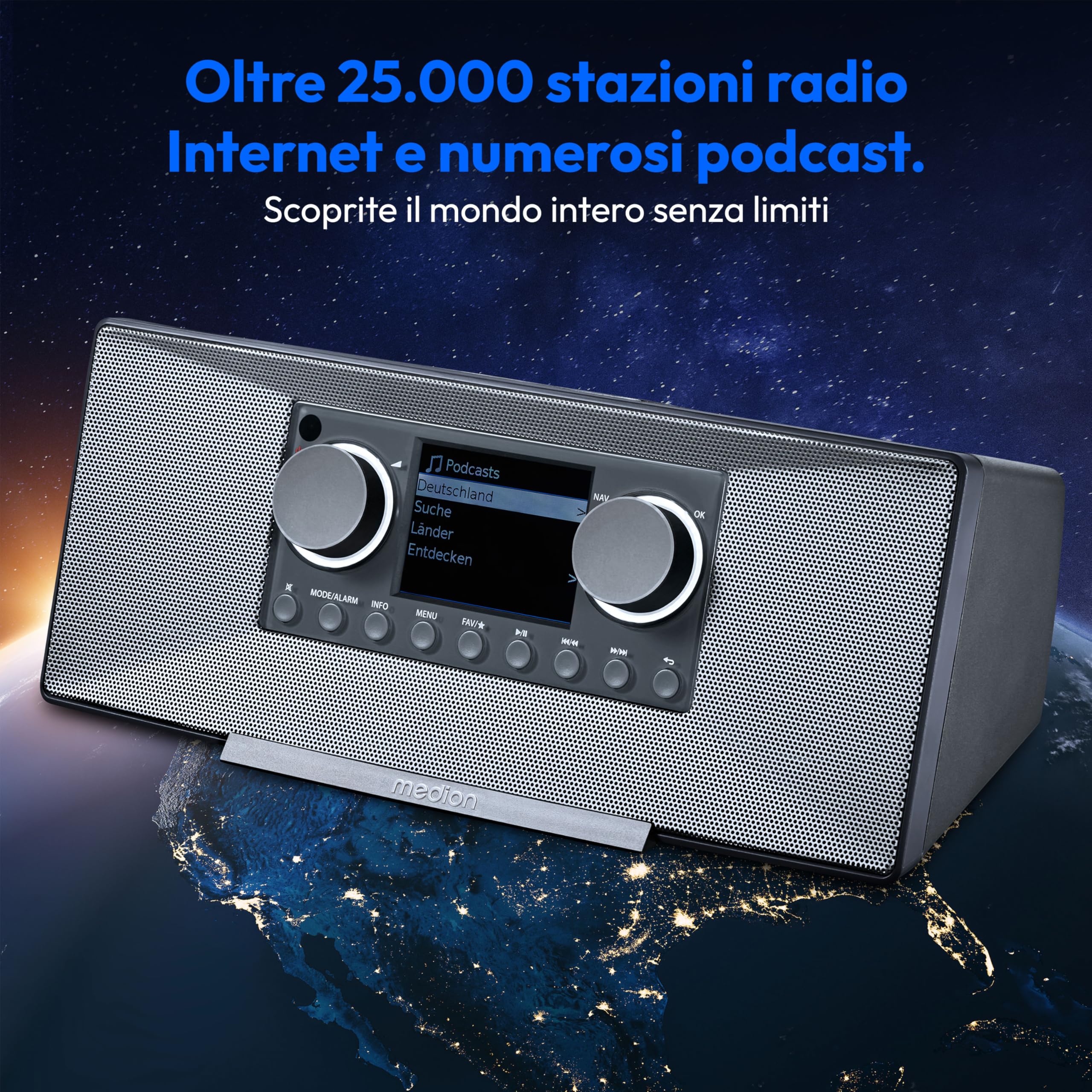 MEDION P85333 Radio Internet DAB+ WLAN FM Spotify Connect DLNA USB Grigio