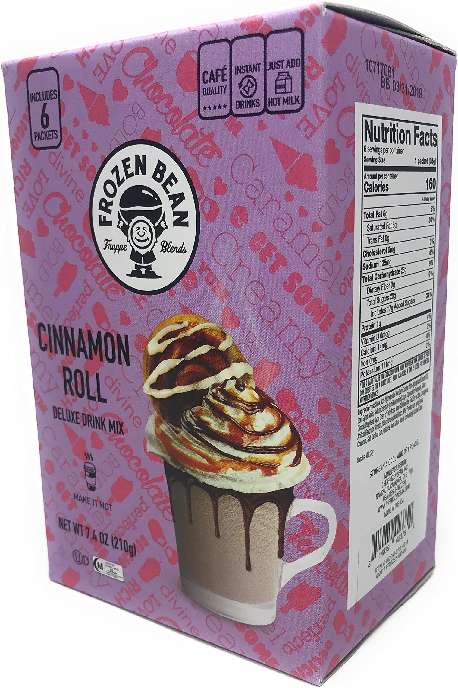 Frozen Bean Deluxe Drink Mix 7.4 oz Cinnamon Roll