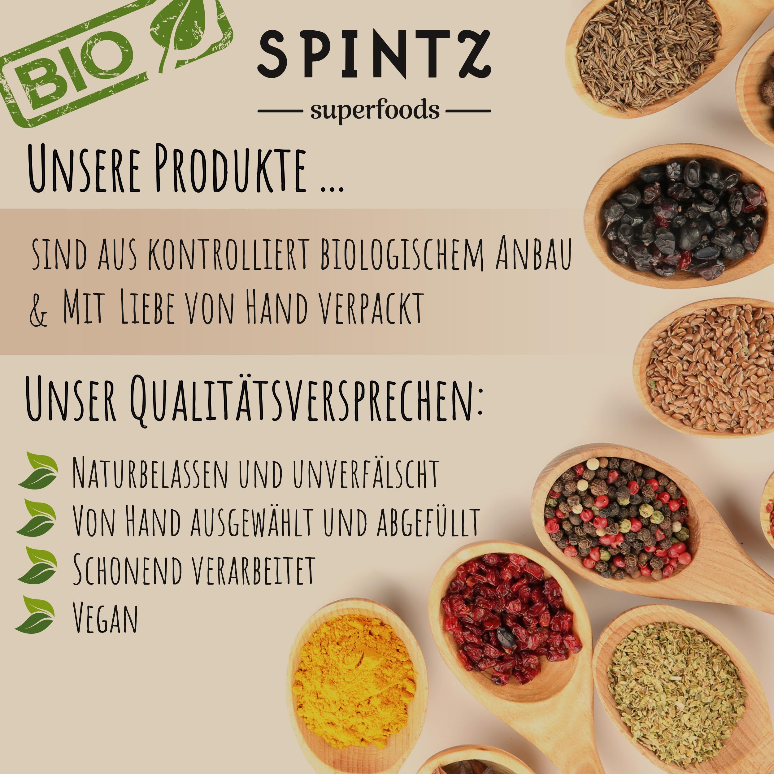 SPINTZ® 1000g Bio Guarana Pulver - Pulver für Guarana Getränk - Guarana Pulver Bio – natürliches Guarana Koffeinpulver hochdosiert - Vegan - plastikfrei verpackt