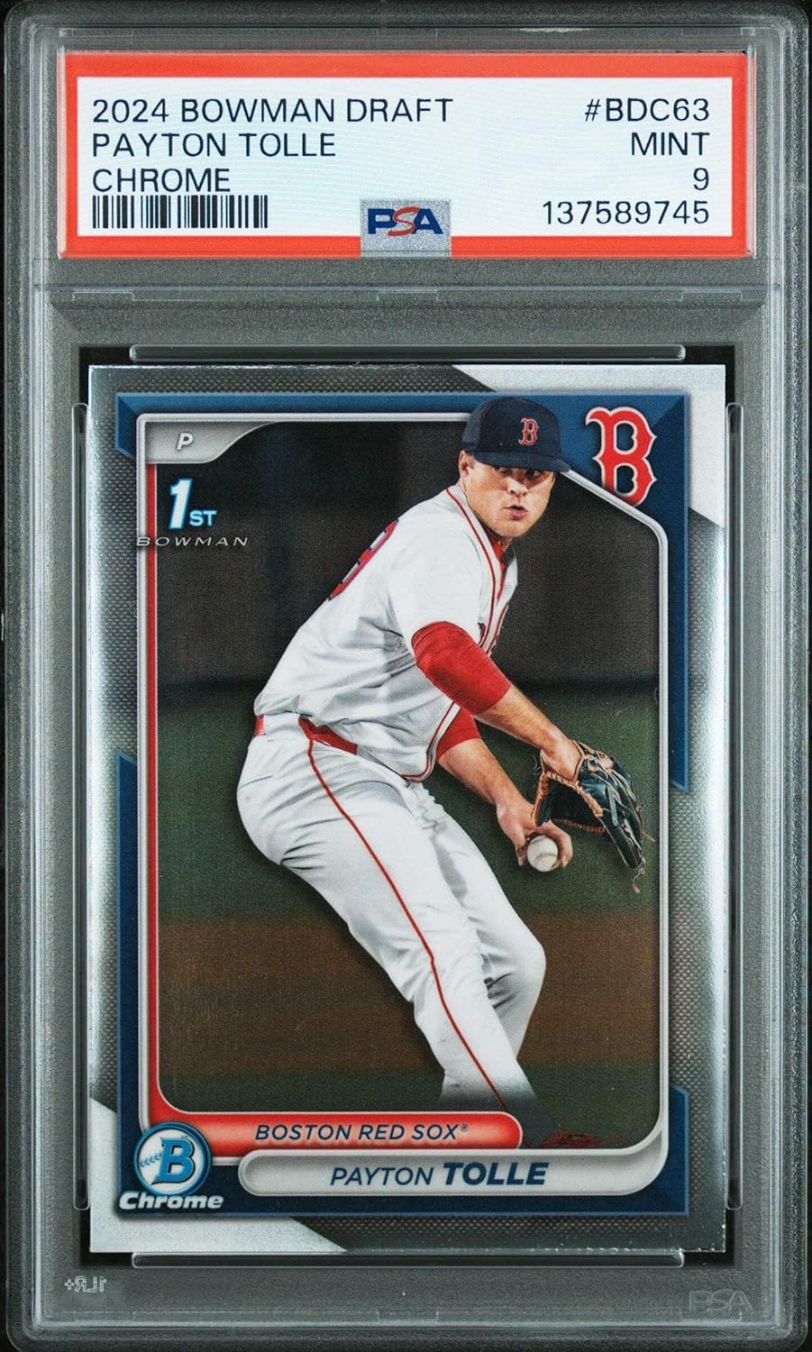 Graded 2024 Topps Bowman Draft Payton Tolle #BDC-63 Chrome Rookie RC Baseball Card PSA 9 Mint