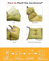 Vista 5 de BOSSIMA Cojines para silla colgante de patio al aire libre, 46.6 x 33.9 pulgadas, relleno de poliéster, para silla de columpio, color negro