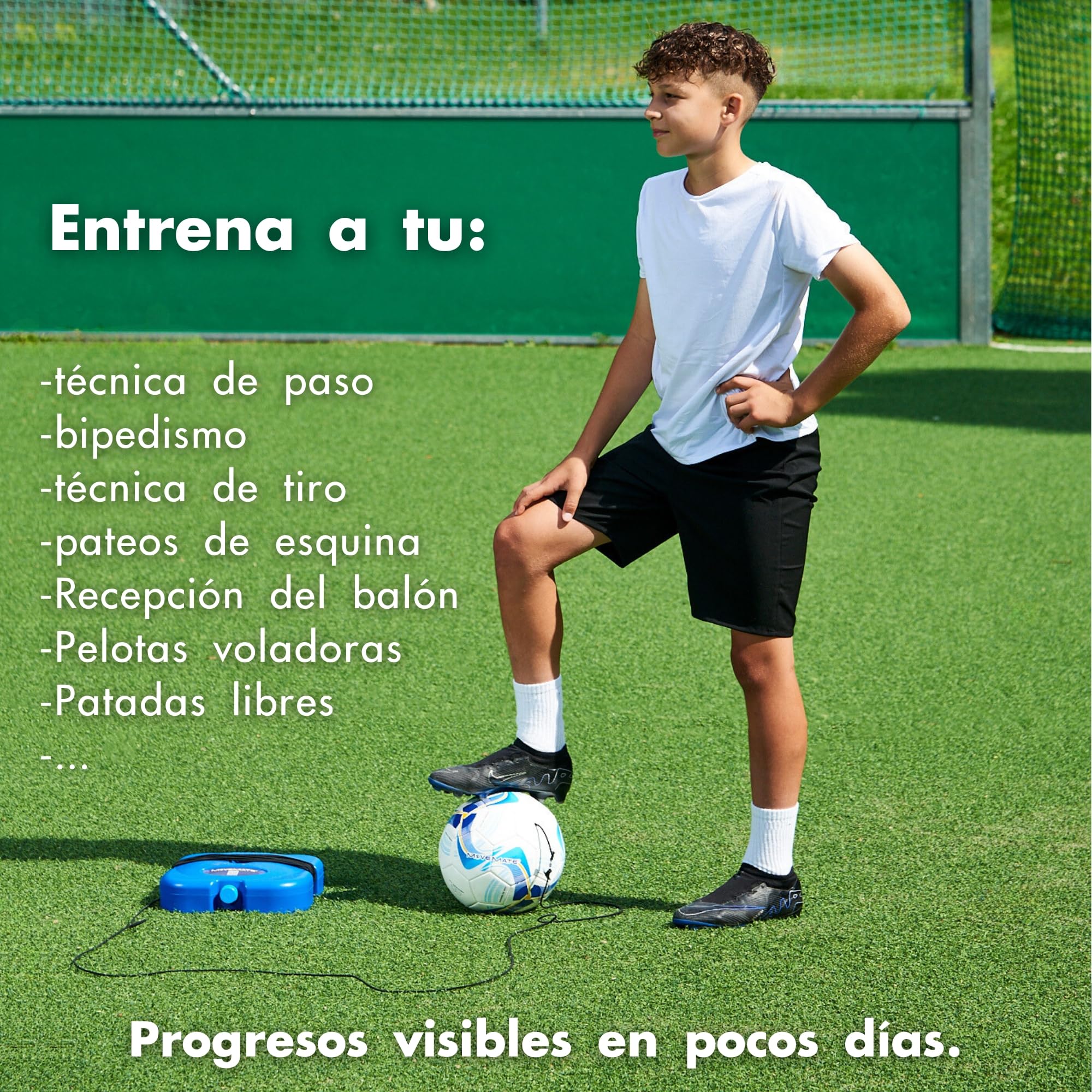 MOVEMATE® Juego de entrenamiento de fútbol con cuerda, accesorios de entrenamiento innovadores para exteriores, en el jardín, en el campo de fútbol | regalo ideal para niños