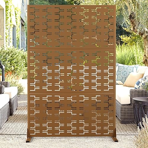 72" H×47" W Metal Privacy Screen Outdoor Privacy Screen Freestanding, Outdoor Privacy Screens and Panels for Patio Lawn Deck(Consists of 3 Panels)
