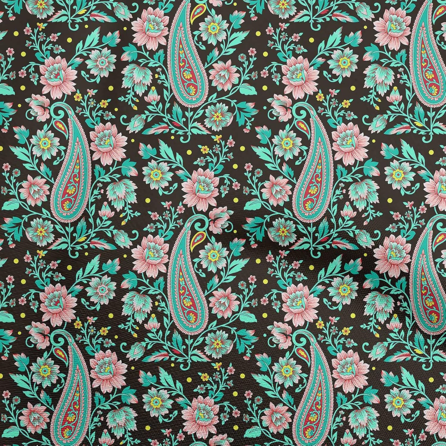 oneOone Cotton Jersey Brown Fabric Paisleys DIY Clothing Quilting Fabric Print Fabric by Yard 58 Inch Wide