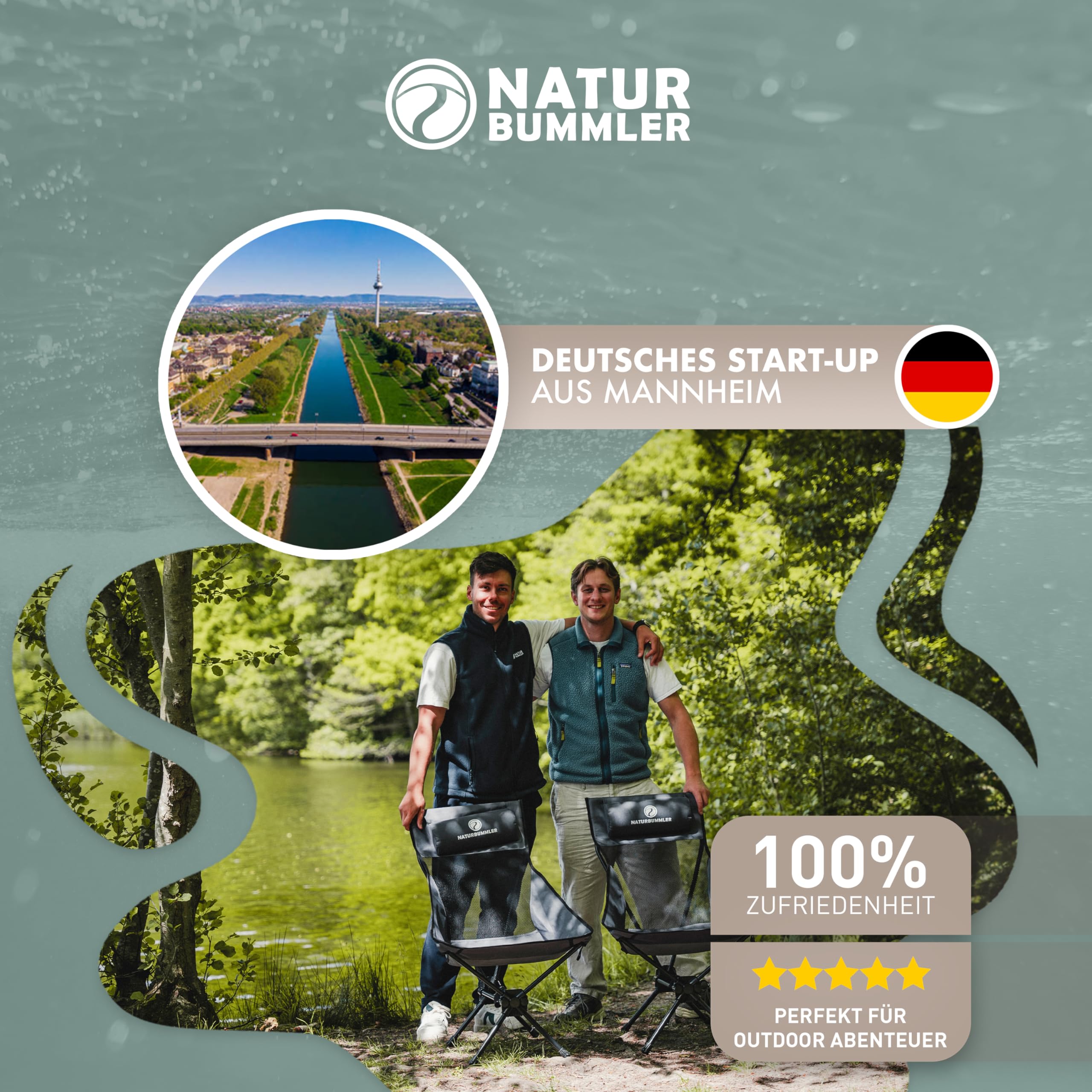 NATURBUMMLER Campingstuhl faltbar [Cloud Sit Light] – Ultraleicht (2,65 kg) & atmungsaktiv – inkl. Tragetasche – kompakter Klappstuhl 120 kg belastbar für Garten Angeln Outdoor (Grau)
