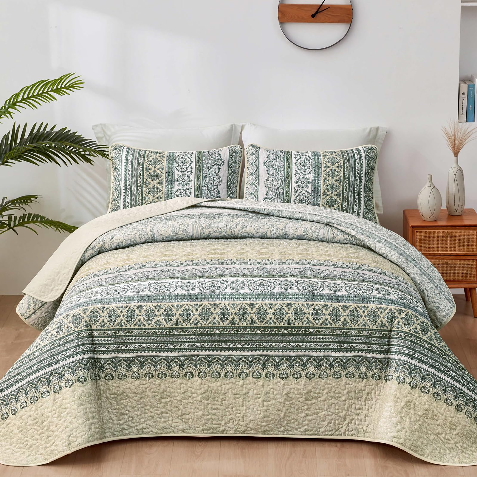 Parure de lit 3 pièces grand lit avec housse de couette beige
