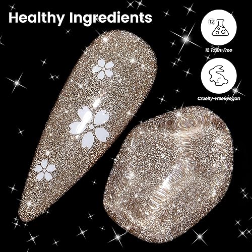 Miniatura 6 de YTD Likomey Esmalte de uñas de gel con purpurina reflectante, 0.5 onzas líquidas, esmalte de gel brillante de diamante brillante, manicura brillante