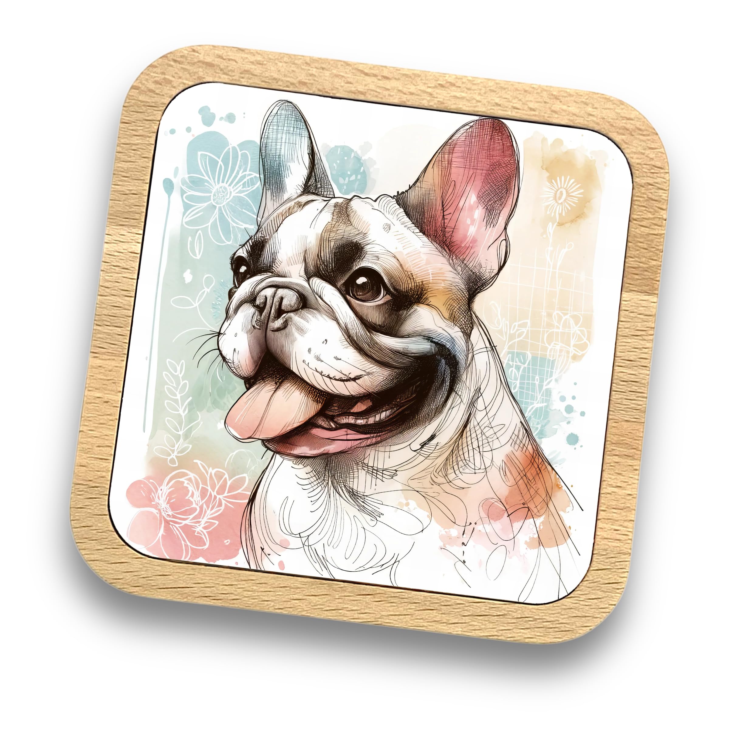 French Bulldog Gift Idea Wooden Coaster, 20+ Breeds Available!, Gift for Dog Dad Dog Mum, Lovers, Owners, Walkers, Groomers
