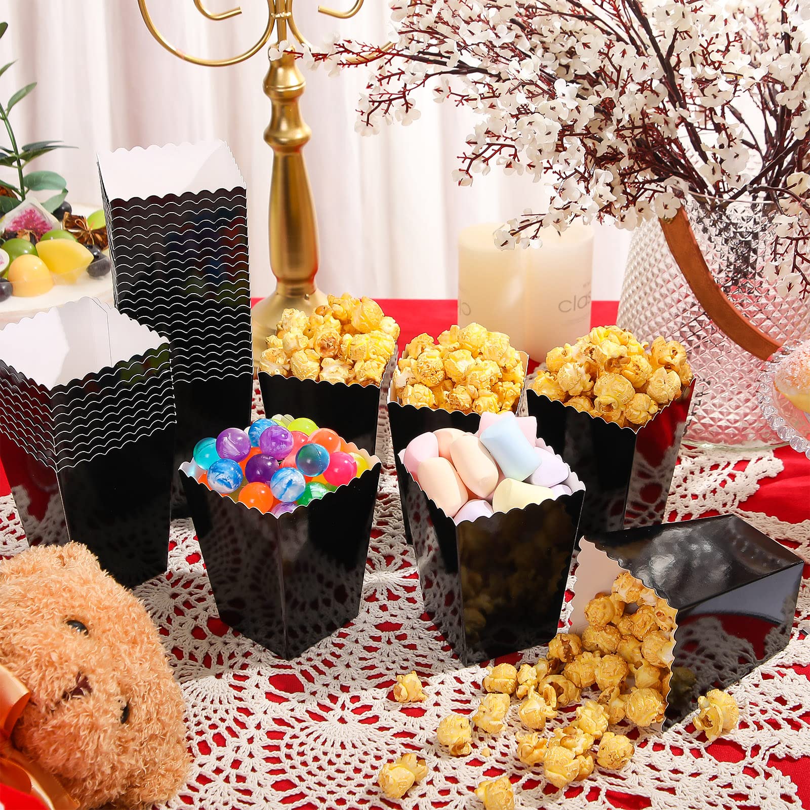200 cajas de palomitas de maíz, mini caja de papel para palomitas de maíz, contenedor de palomitas de maíz para fiestas, bolsas desechables de palomitas de maíz, soporte para palomitas de maíz para