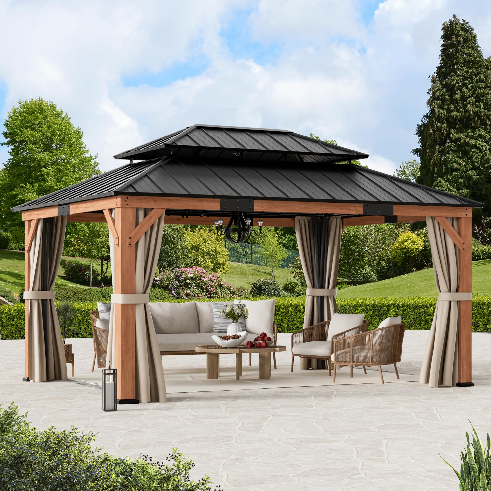 Modern Shade Wood Gazebo 12' x 16'