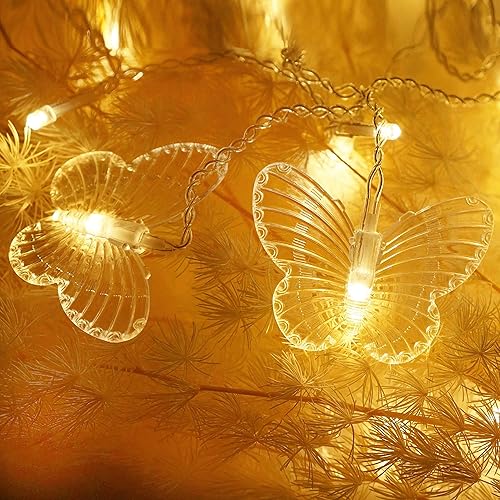 Miniatura 7 de Luces de cortina de mariposa 8 modos de 48 luces LED parpadeantes con control remoto de 49 pies alimentado por USB luces decorativas para dormitorio