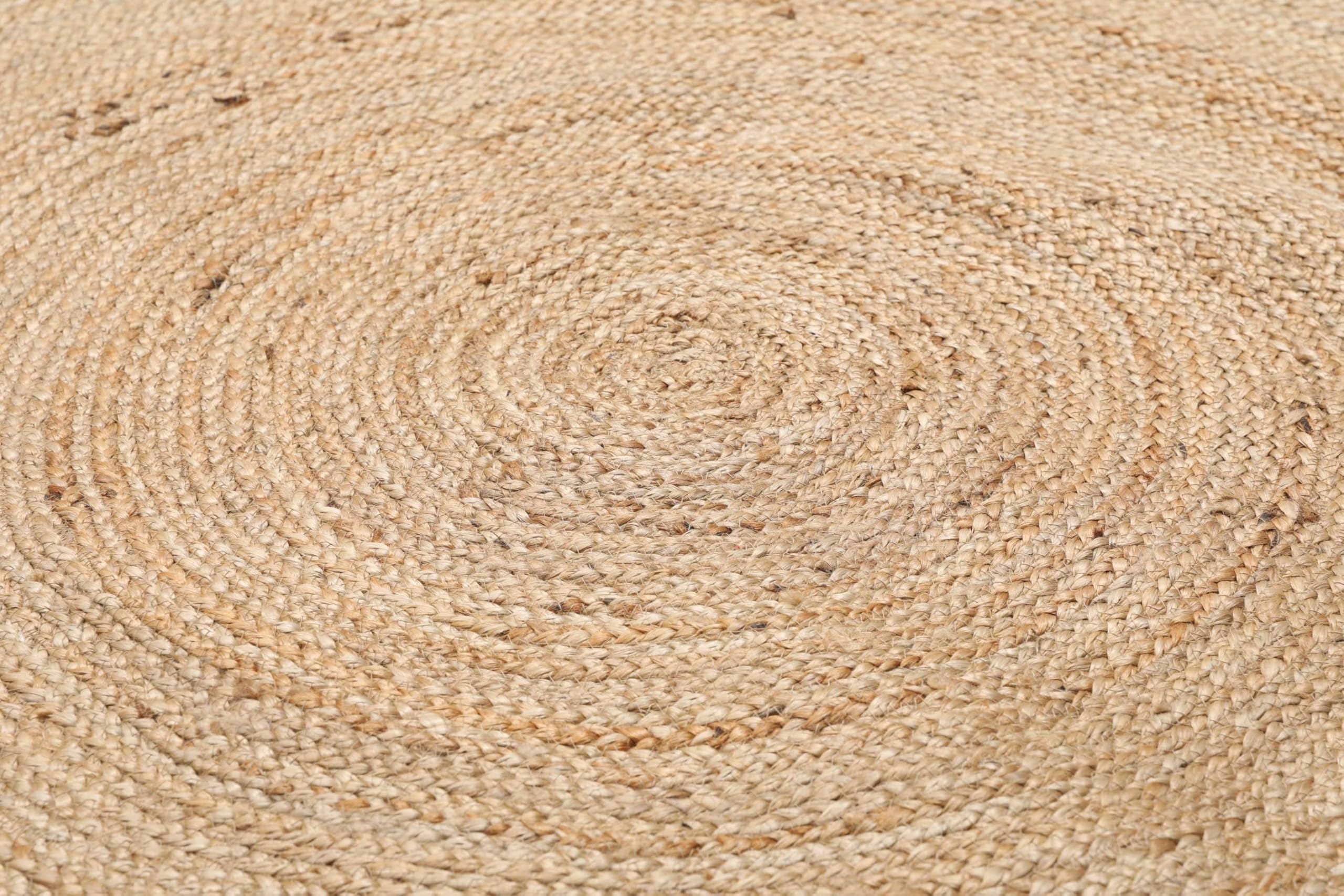 RugVista Solana Plain Jute Alfombra, Ø 150 cm, Beige | Kilim, Redondo, Pelo medio, Limpieza en seco