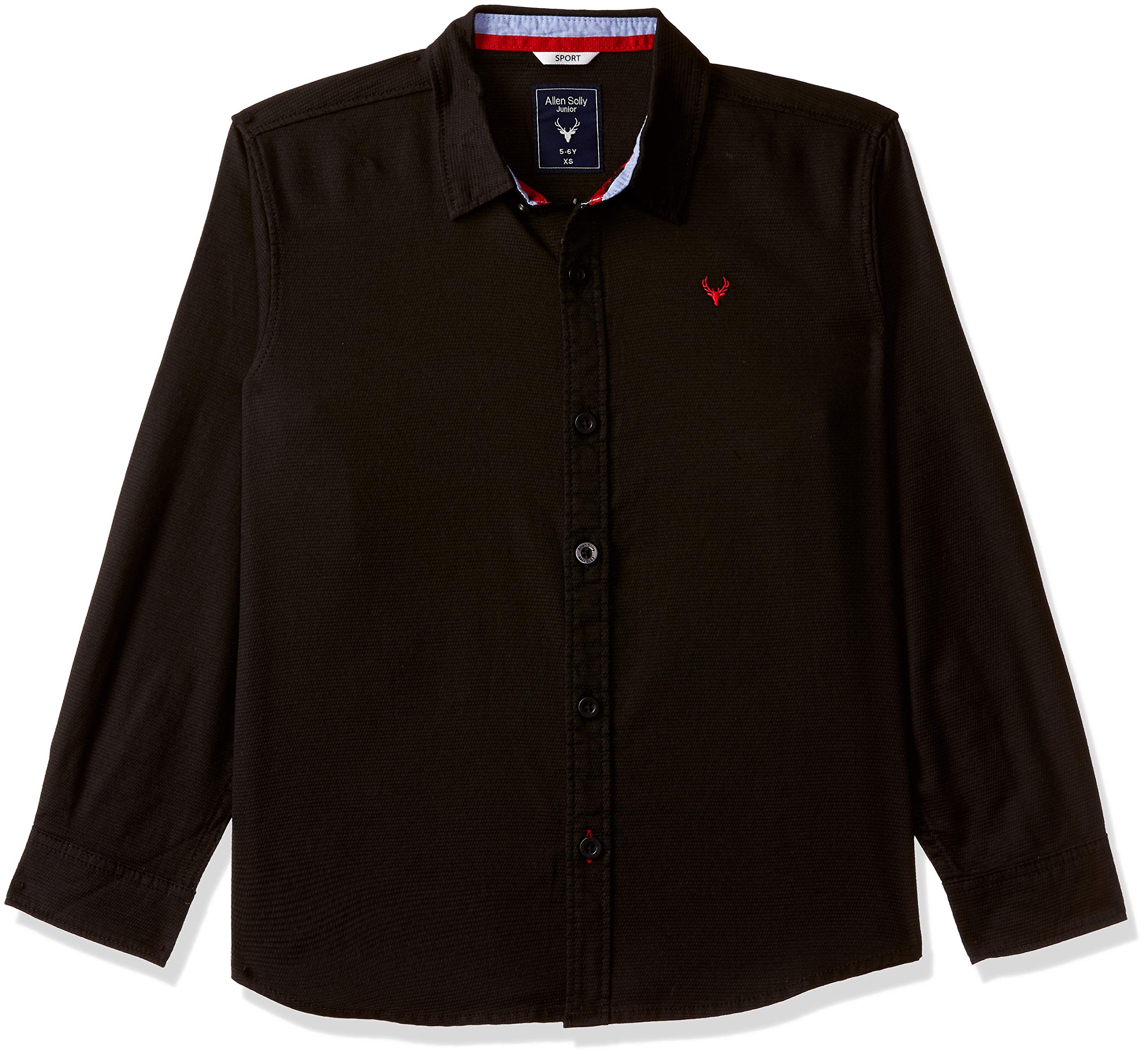 Allen Solly Junior Boys' Plain Regular Fit Shirt (AKBSF5182141_Black_12)
