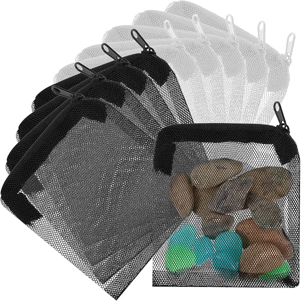 Lot de 10 sacs filtrants d'aquarium - 11 x 10 cm - En maille filet - Avec fermeture éclair - Mini sac en maille - Pour aquarium - Charbon actif - 1