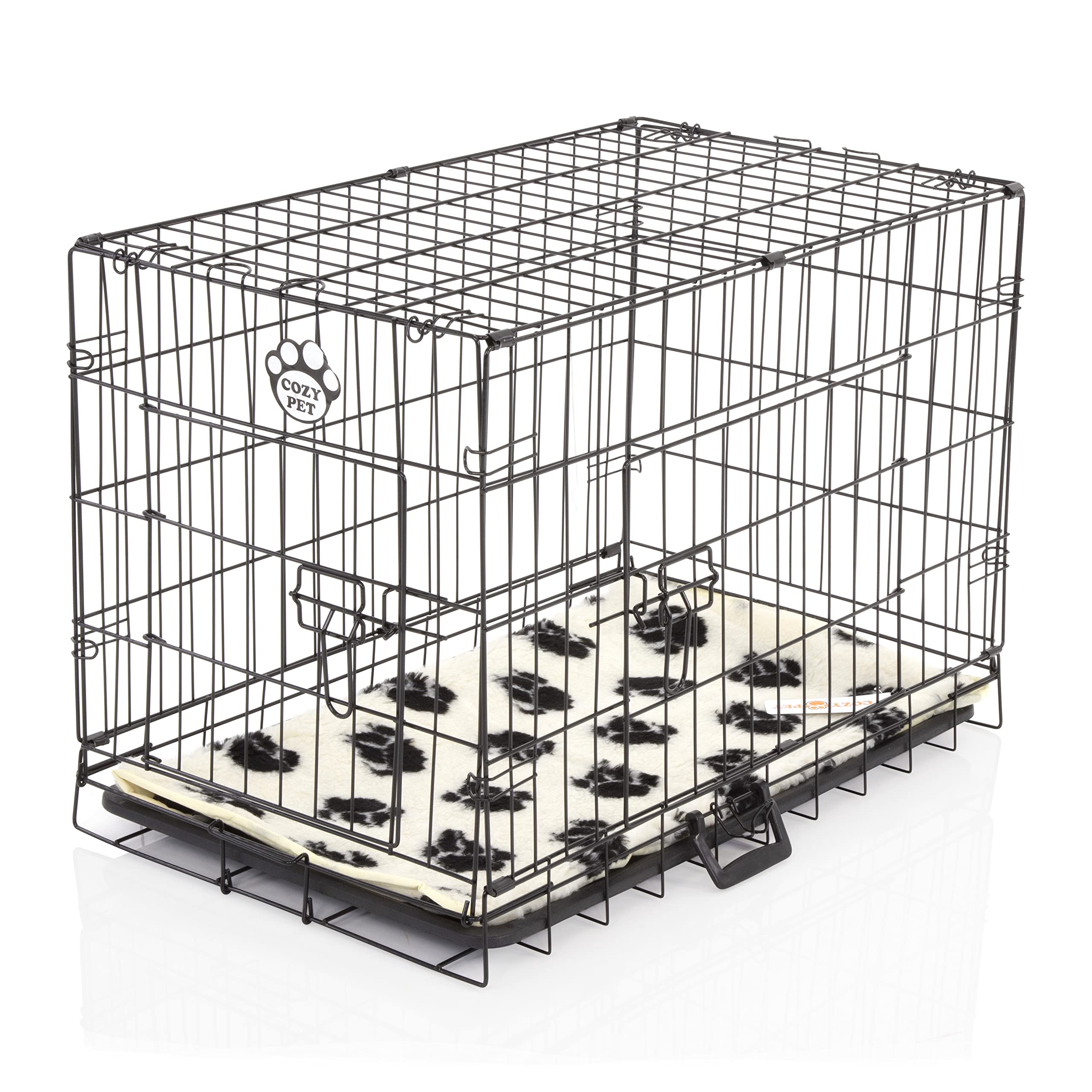Cozy Pet Dog Cage 30" Black Inc Vet Bed ABS Tray Folding 75.5cm Puppy Crate Cat Carrier Dog Crate DCP30B + VB30C