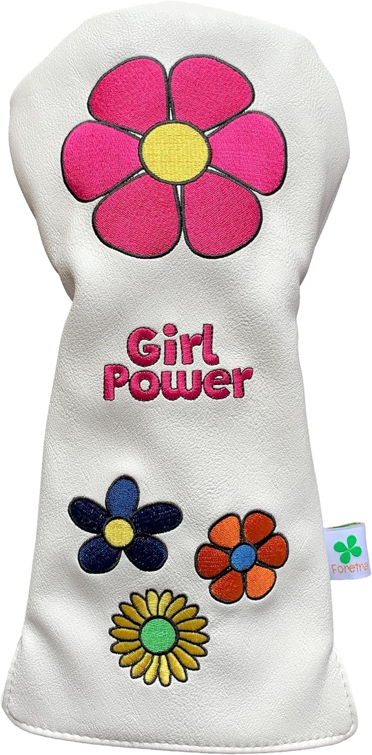 Foretra Driver Headcover Golf Club Covers Blade Mallet Putter Cover Alignment Stick Holder Hybrid Fairway Wood Head Cover Girl Power Novelty Golf Accessories for Most Brands
