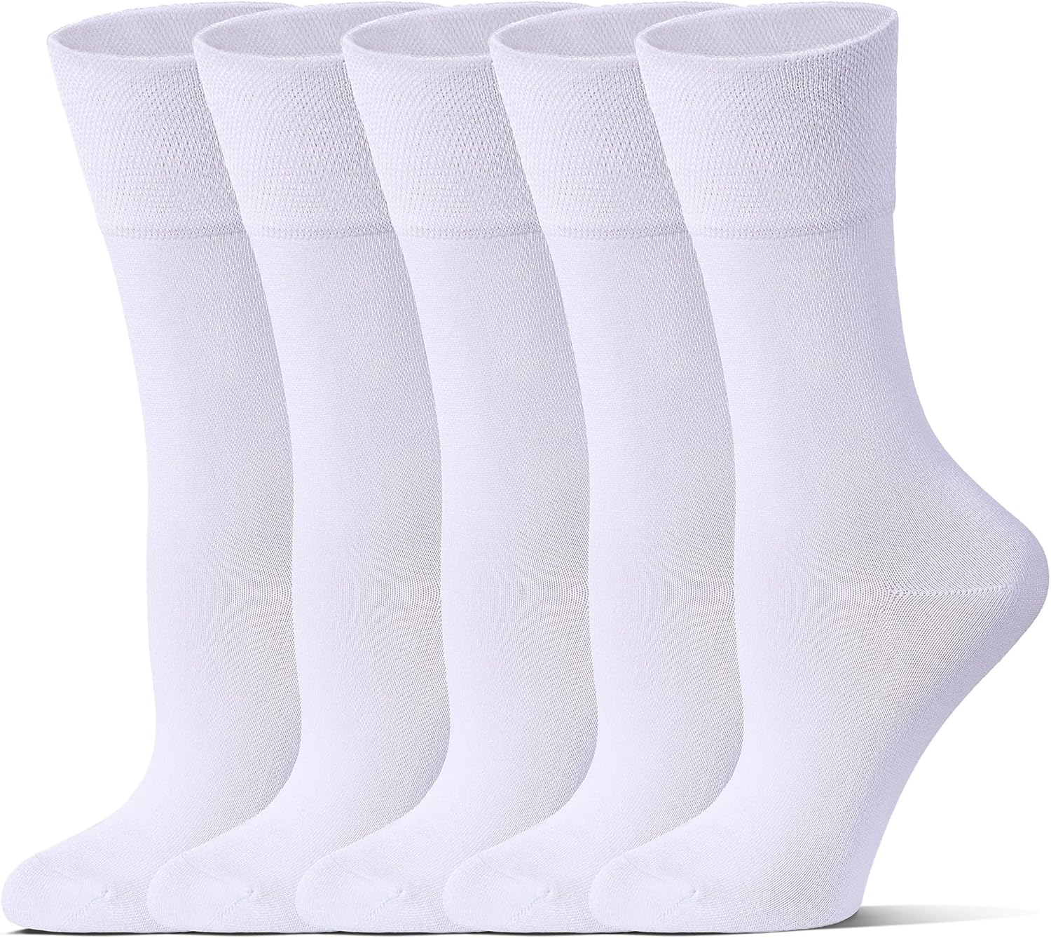Sockswift Bamboo Viscose Diabetic Socks for Women, 5 Pairs Non Binding Crew Socks, Edema Neuropathy Socks