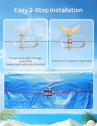 Miniatura 4 de EVAJOY Cubierta de piscina redonda de 28 pies, cubierta de piscina de invierno para piscinas inflables redondas sobre el suelo de 24 pies, cubierta